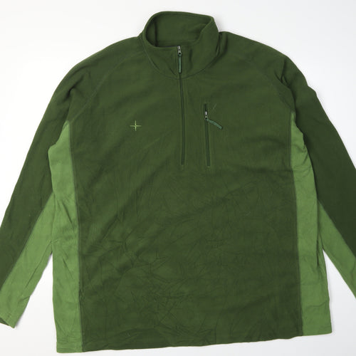 Mountain Warehouse Men's Green 2XL 1/4 Zip Fleece Sweatshirt