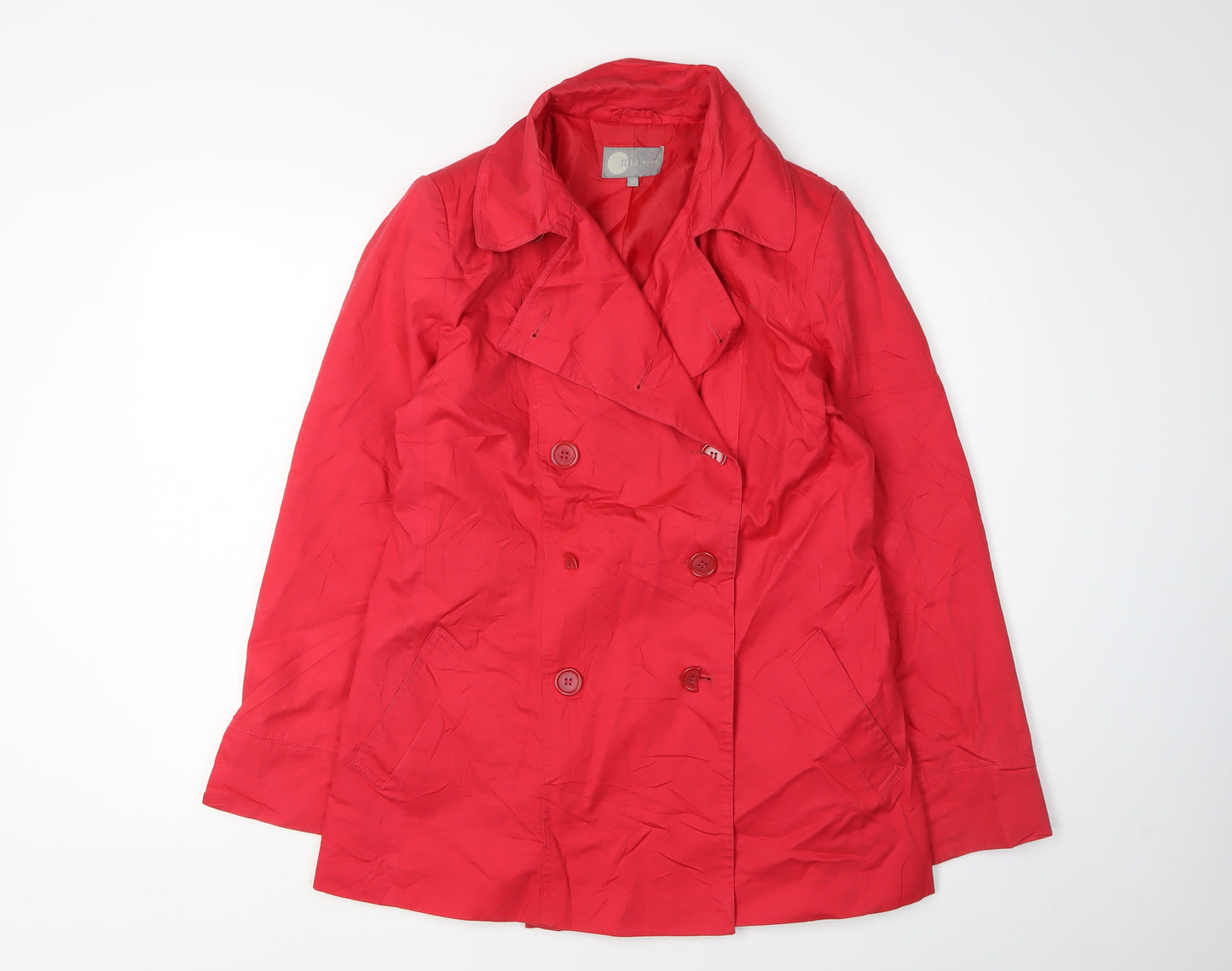 Mia Moda Women's Red Cotton Pea Coat Size 12