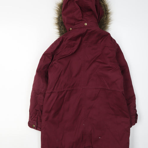 Arizona Girls Red Parka Coat with Fur Trim, Size 8 Years