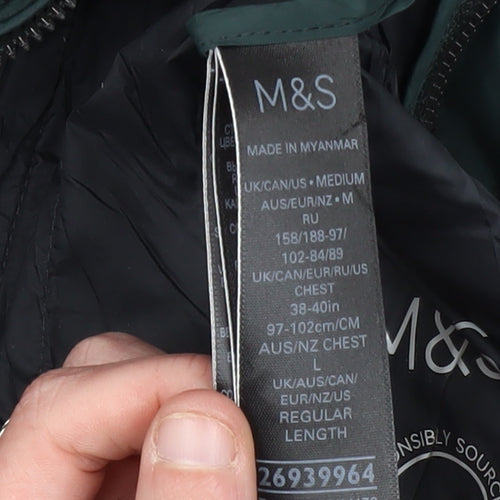 Marks and Spencer Men's Green Puffer Jacket M
