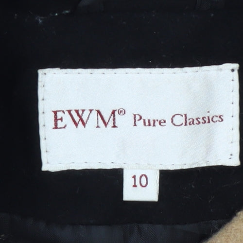 EWM Women's Beige Wool Blend Double-Breasted Pea Coat, Size 10