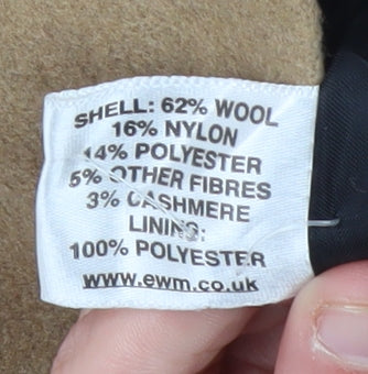 EWM Women's Beige Wool Blend Double-Breasted Pea Coat, Size 10