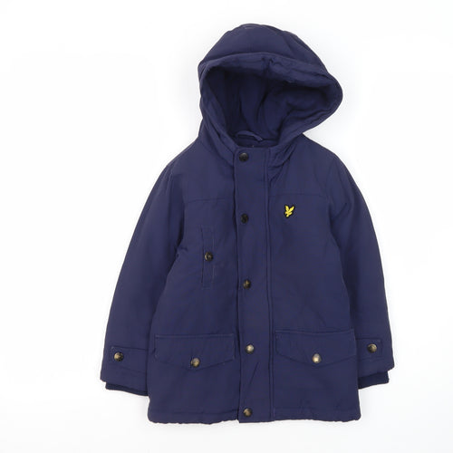 Lyle & Scott Boys Blue Hooded Mid-Length Jacket 3-4 Years