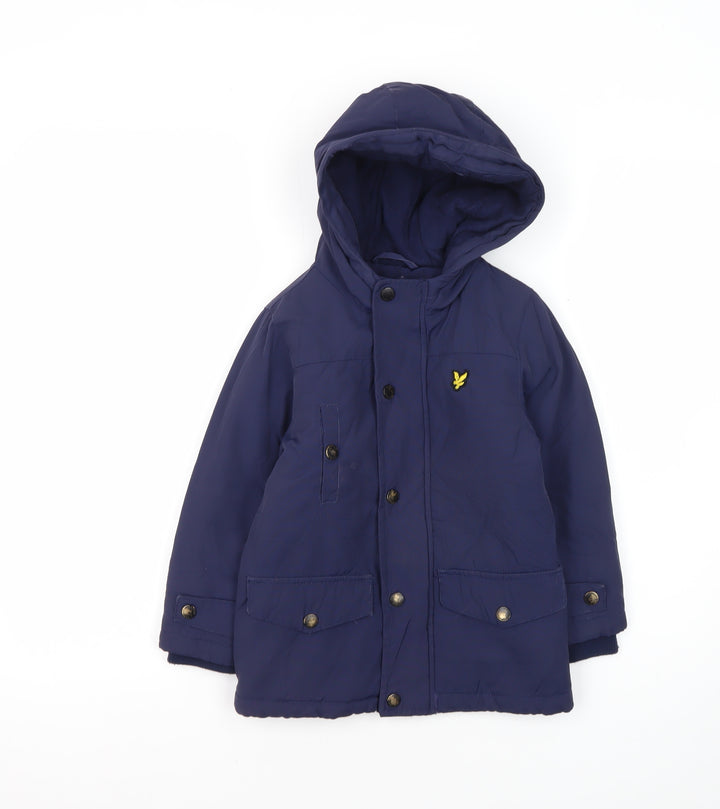 Lyle & Scott Boys Blue Hooded Mid-Length Jacket 3-4 Years