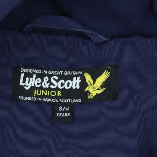 Lyle & Scott Boys Blue Hooded Mid-Length Jacket 3-4 Years