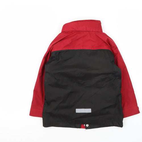 Matalan Boys Black Red Hooded Parka Jacket 3-4 Years
