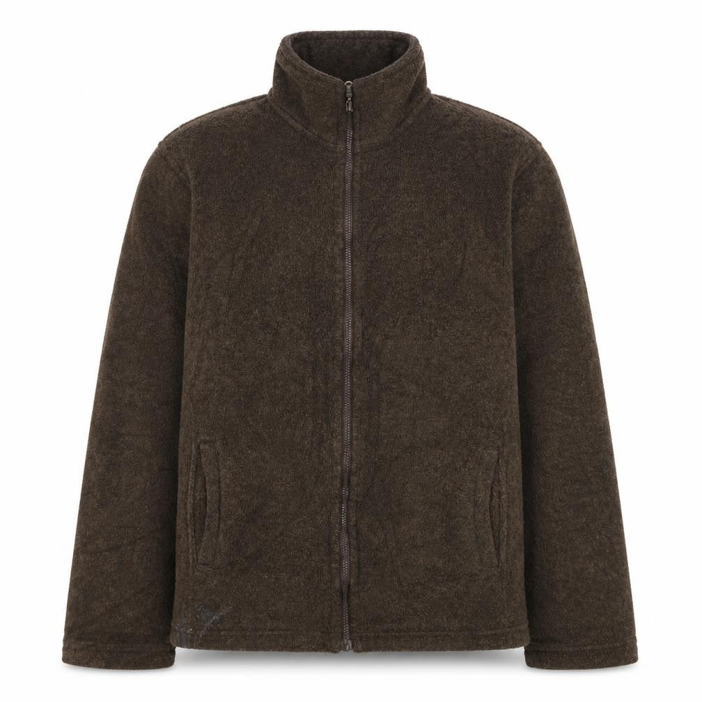 Front view of Thomas Nash Men's Brown Fleece Jacket, size S