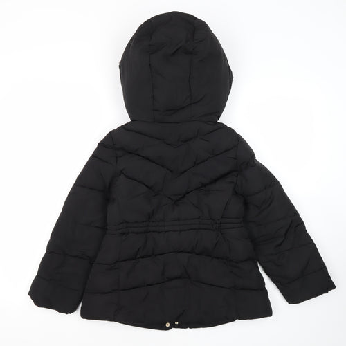 Zara Girls Black Puffer Jacket 9 Years Hooded Winter Coat