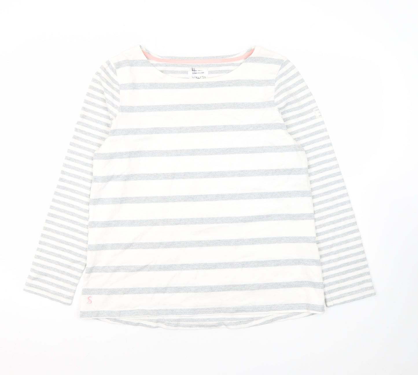 Joules Women's Grey Striped Jersey T-Shirt Size 16