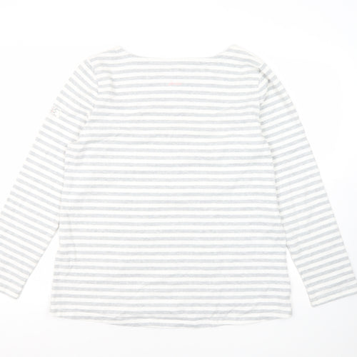 Joules Women's Grey Striped Jersey T-Shirt Size 16