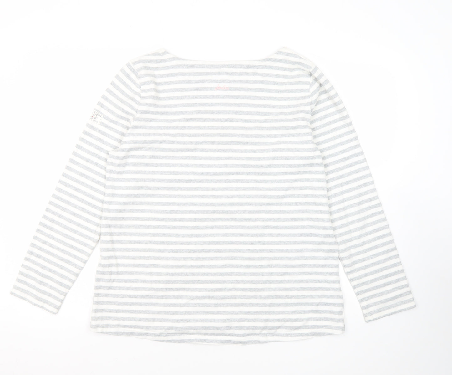 Joules Women's Grey Striped Jersey T-Shirt Size 16