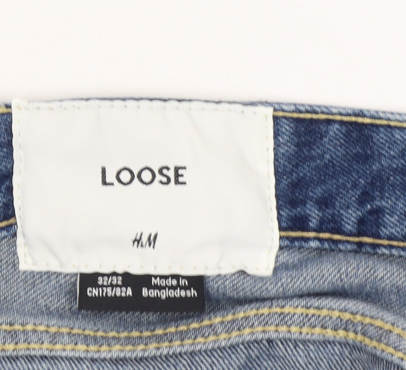 H&M Men's Blue Relaxed Loose Jeans, Size 32