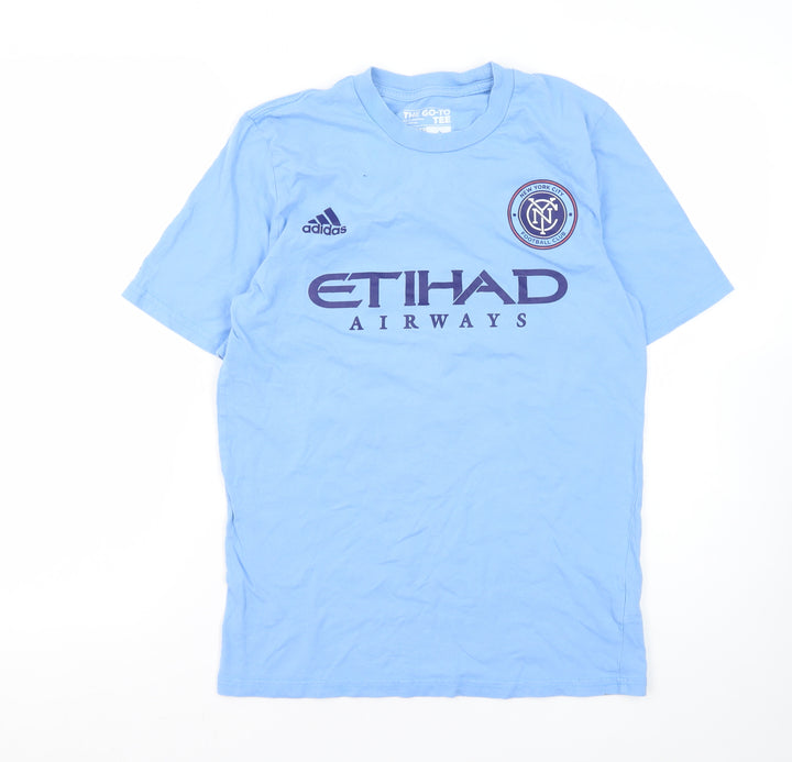 Adidas Boys Blue Football T-Shirt Size 18 Sportswear