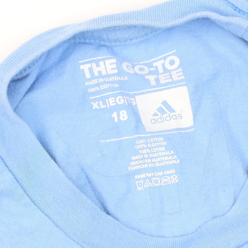 Adidas Boys Blue Football T-Shirt Size 18 Sportswear