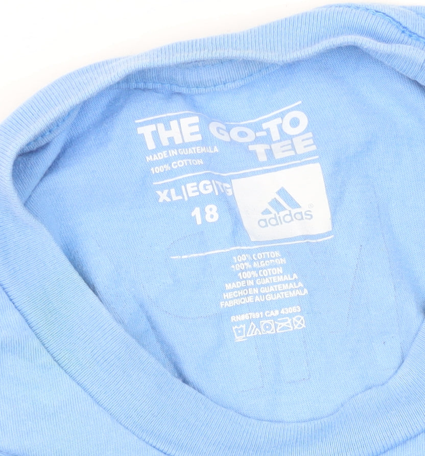 Adidas Boys Blue Football T-Shirt Size 18 Sportswear