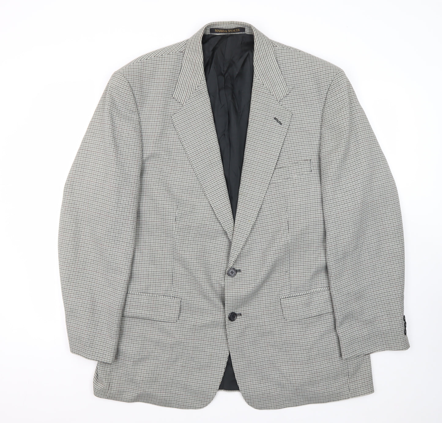 Marks and Spencer Men's Black Check Blazer 44R