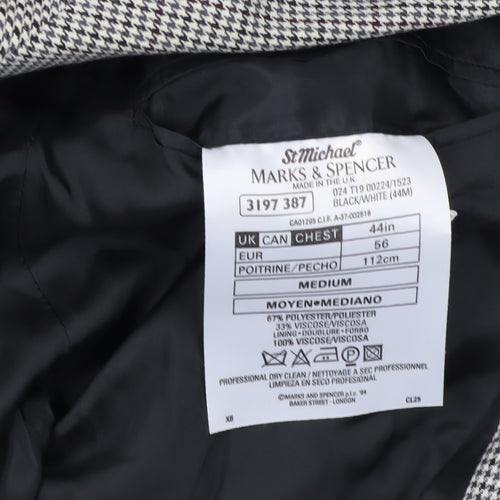 Marks and Spencer Men's Black Check Blazer 44R