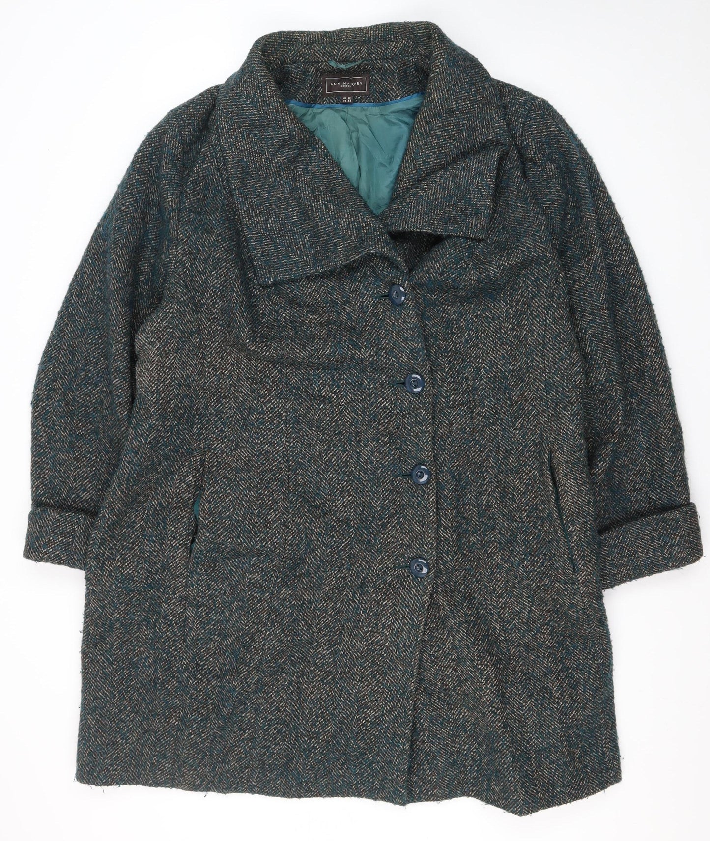 Ann Harvey Women's Multicoloured Overcoat Size 26