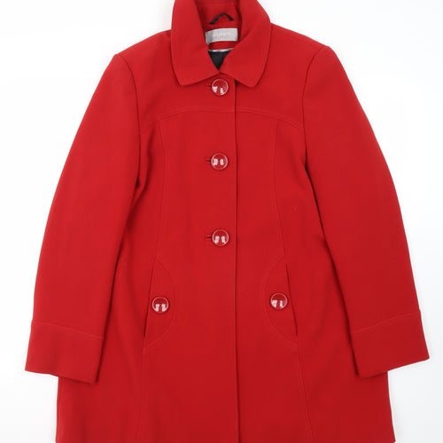BHS Women's Red Mid-Length Overcoat - Size 12