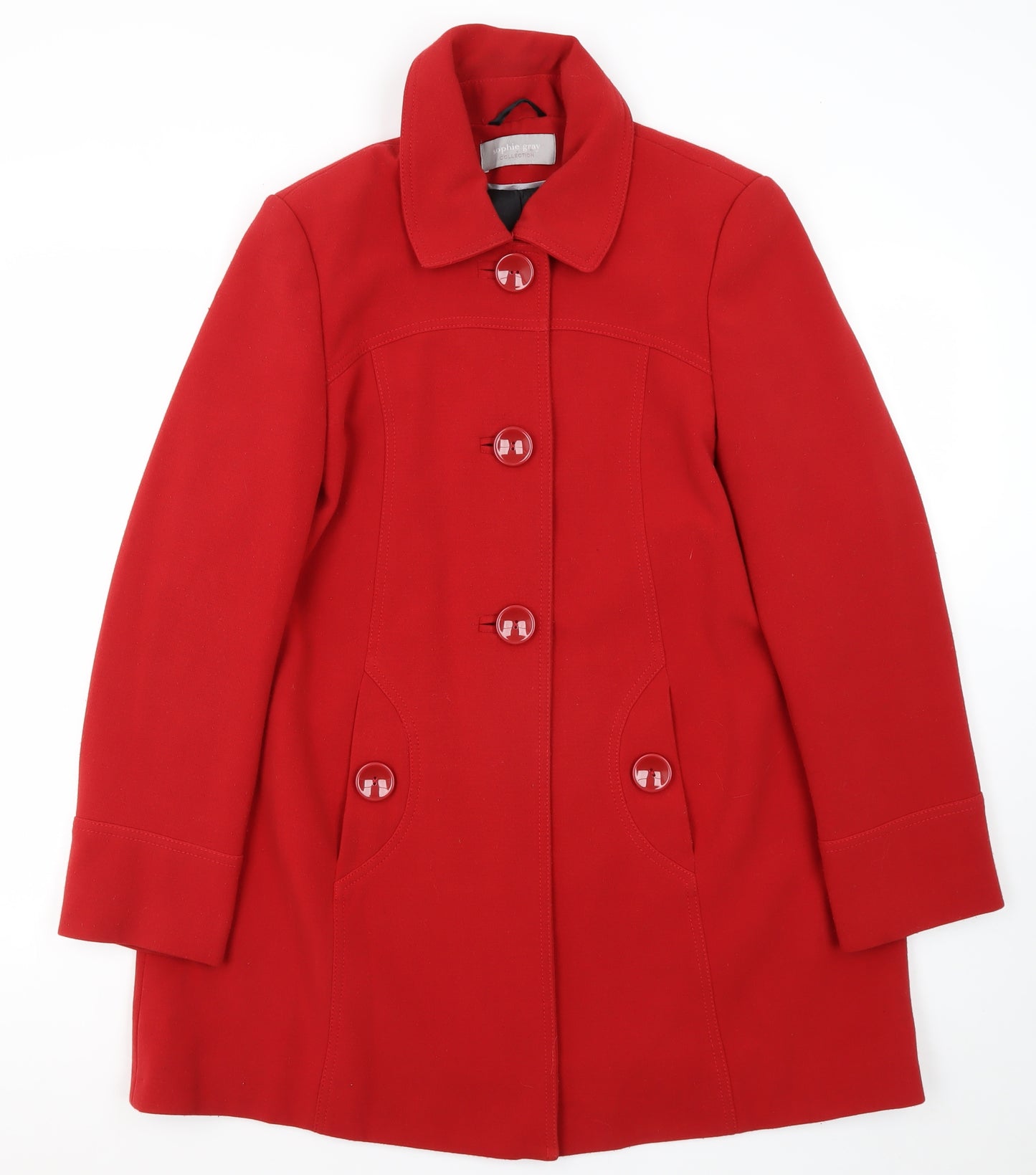 BHS Women's Red Mid-Length Overcoat - Size 12