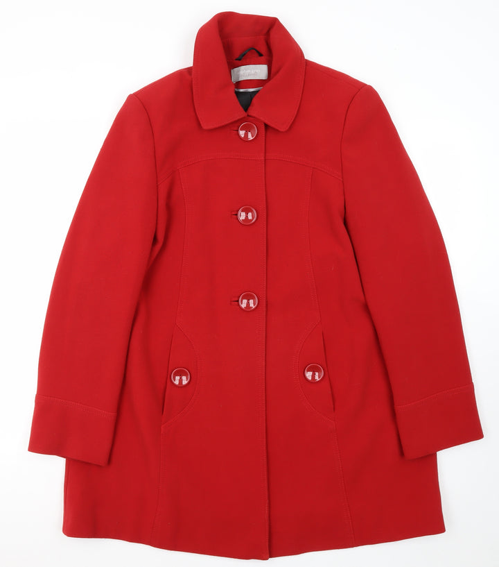 BHS Women's Red Mid-Length Overcoat - Size 12