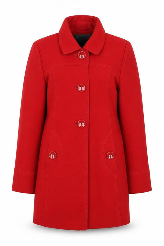 Front view of BHS Women's Red Mid-Length Overcoat -, size 12