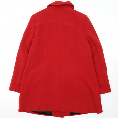 BHS Women's Red Mid-Length Overcoat - Size 12