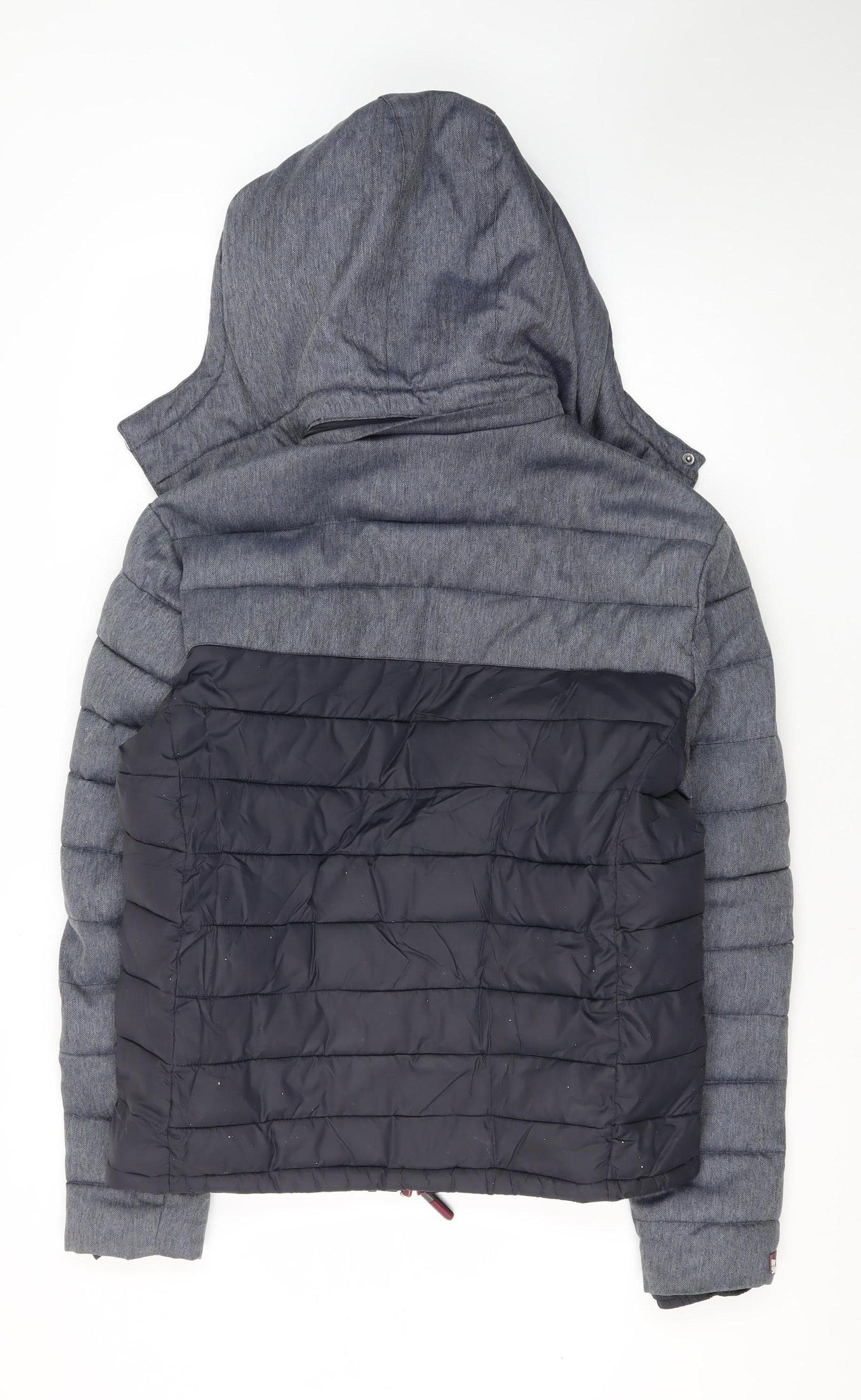 Superdry Men's Grey Puffer Jacket L - Hooded Casual
