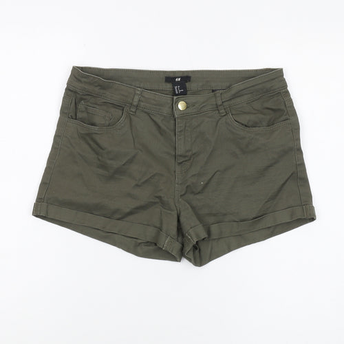 H&M Women's Green Chino Shorts Size 10 Casual Wear