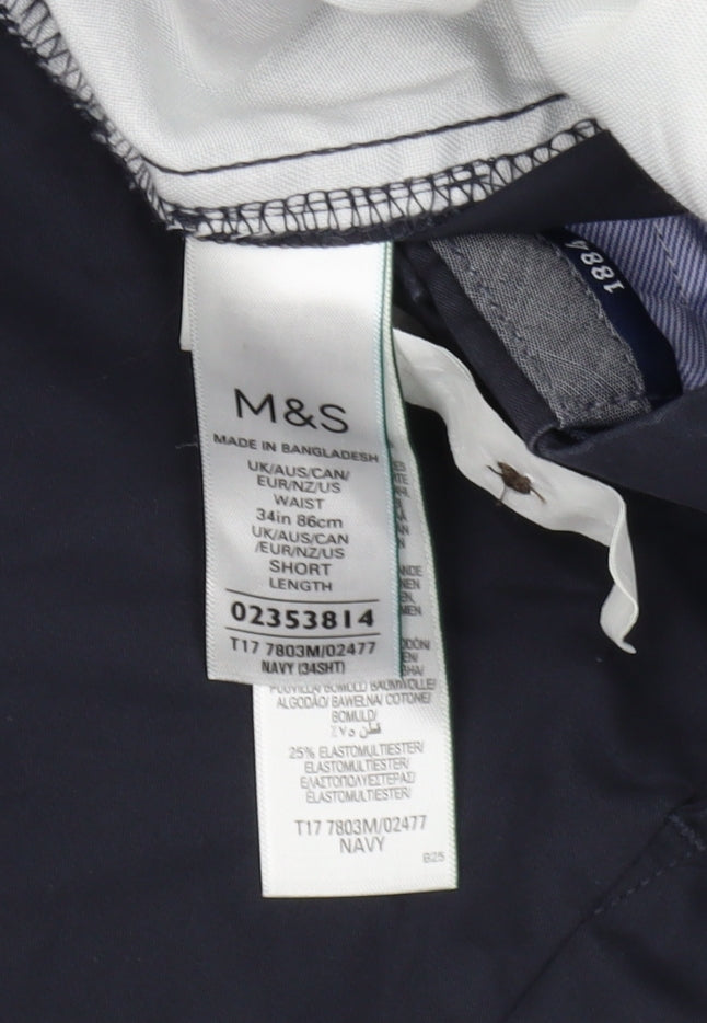 Marks and Spencer Men's Blue Chino Shorts Size 34