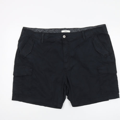 Marks and Spencer Unisex Black Cargo Shorts, Size 22