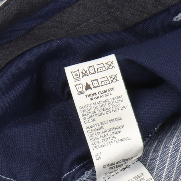 Marks and Spencer Men's Blue Striped Chino Shorts Size 36