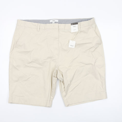 Marks and Spencer Women's Beige Chino Shorts Size 22