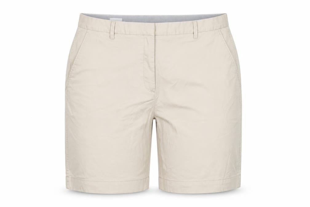 Front view of Marks & Spencer Women's Beige Chino Shorts, size 22