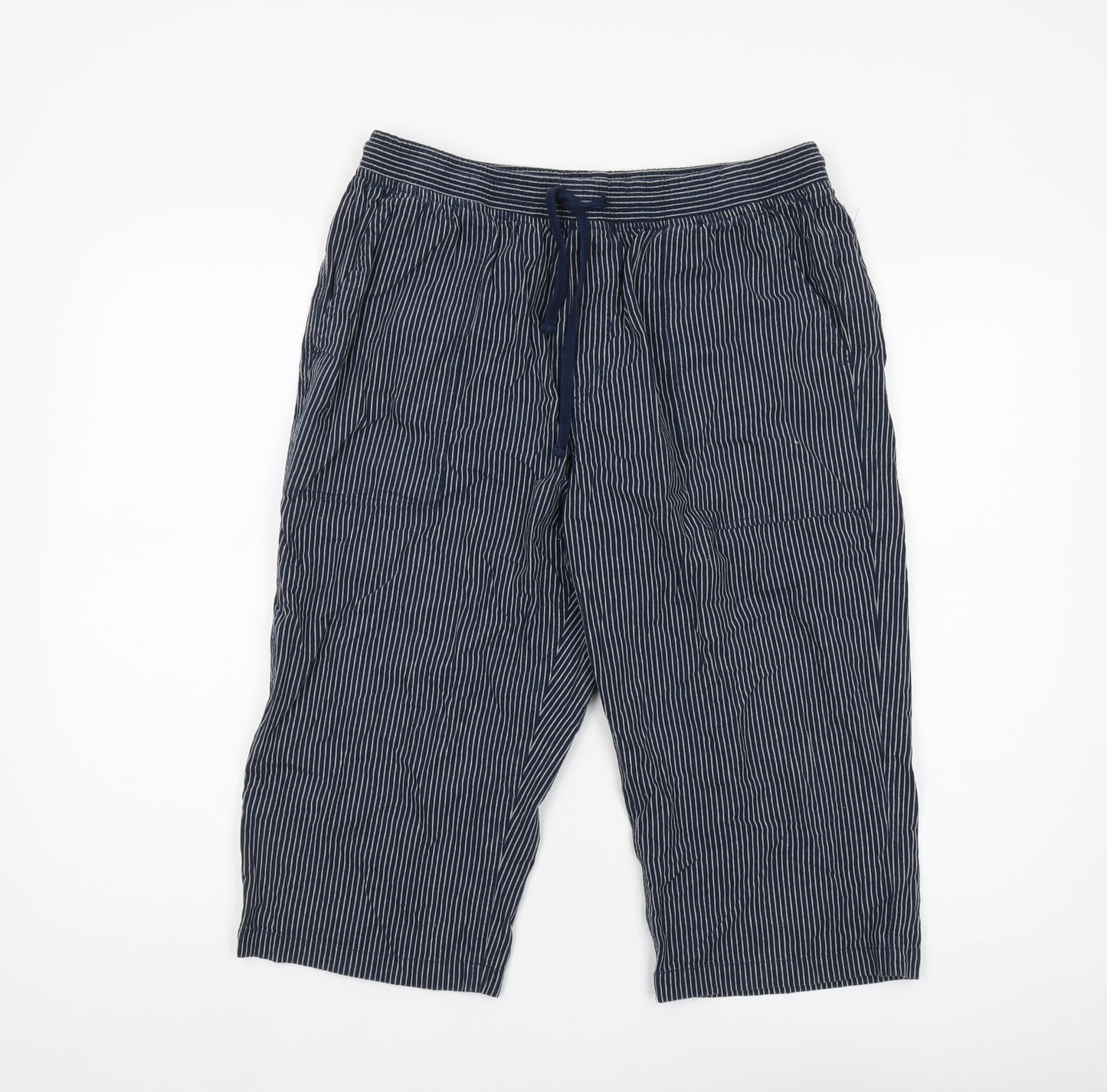 Cotton Traders Men's Blue Striped Shorts Medium