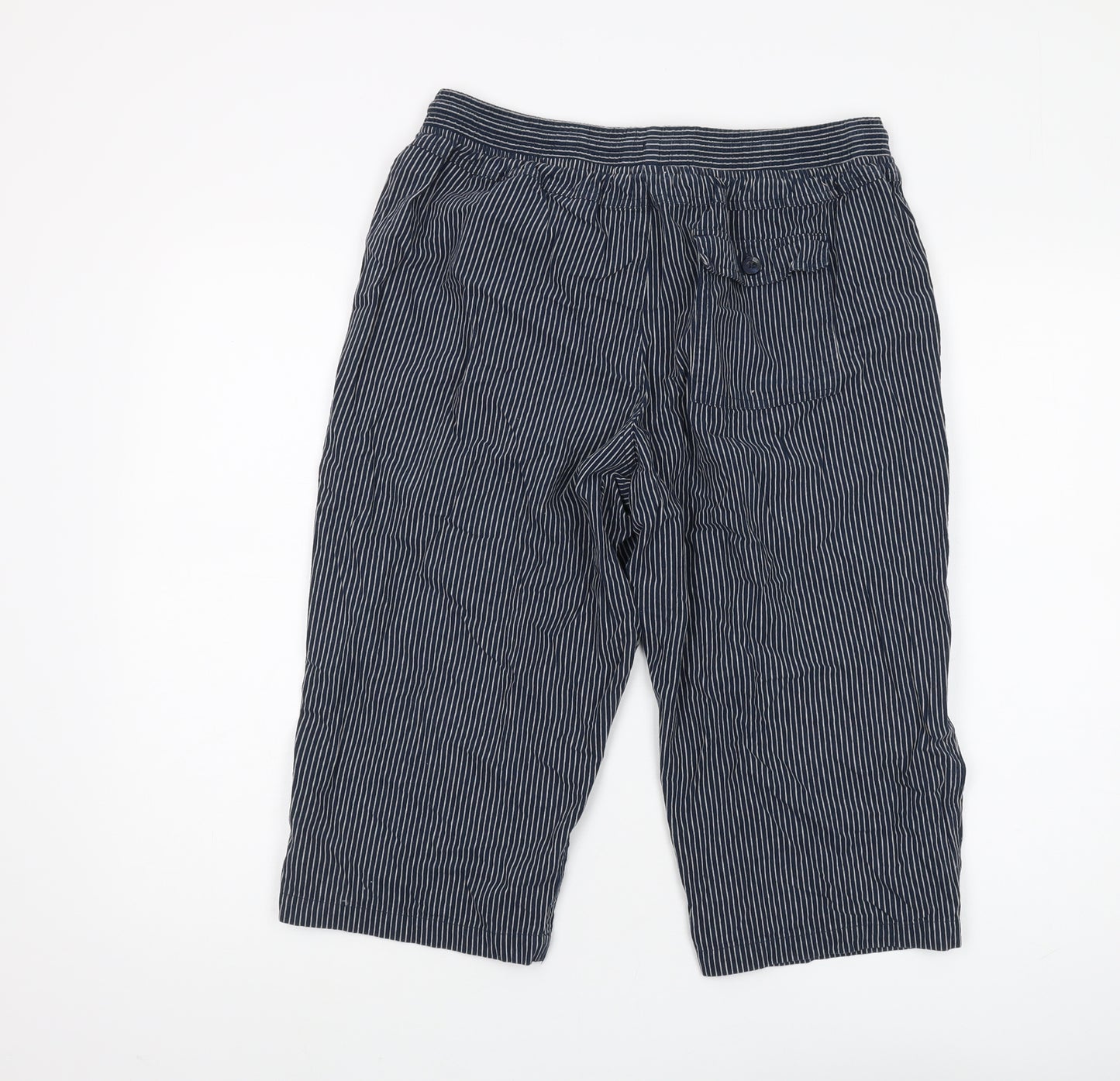 Cotton Traders Men's Blue Striped Shorts Medium