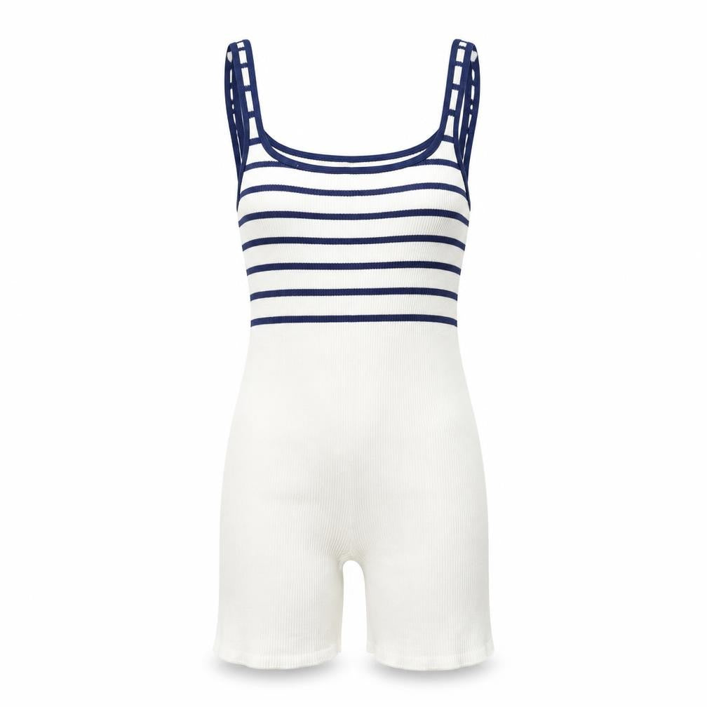 Front view of Zara Women's Striped Sleeveless Jumpsuit XS