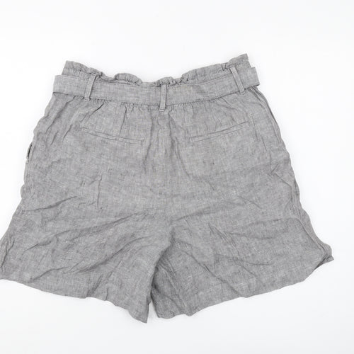 Marks and Spencer Women's Grey Linen Paperbag Shorts Size 16