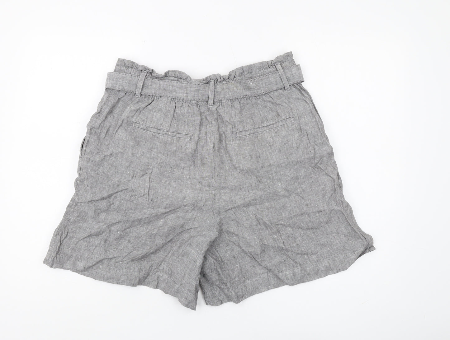 Marks and Spencer Women's Grey Linen Paperbag Shorts Size 16