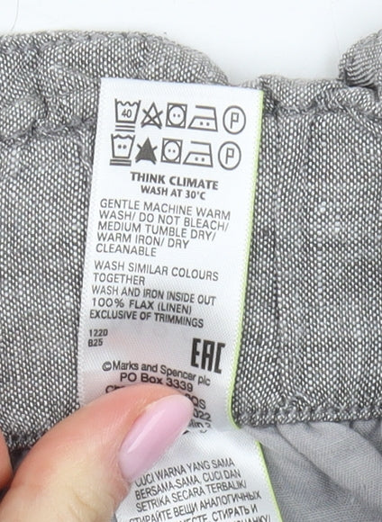 Marks and Spencer Women's Grey Linen Paperbag Shorts Size 16