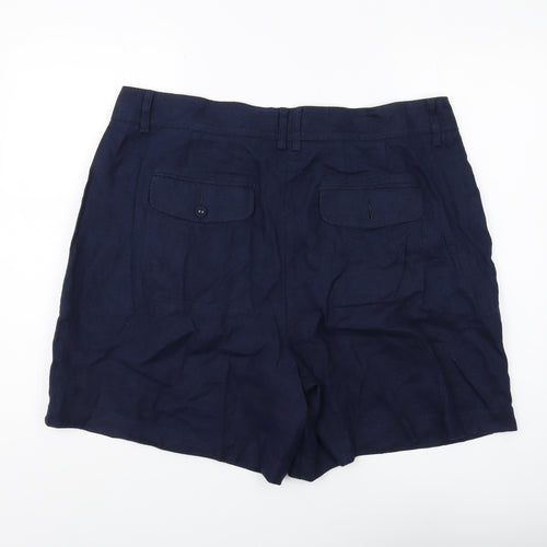Marks and Spencer Women's Blue Linen Chino Shorts Size 20