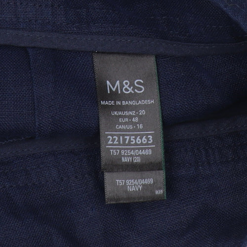 Marks and Spencer Women's Blue Linen Chino Shorts Size 20