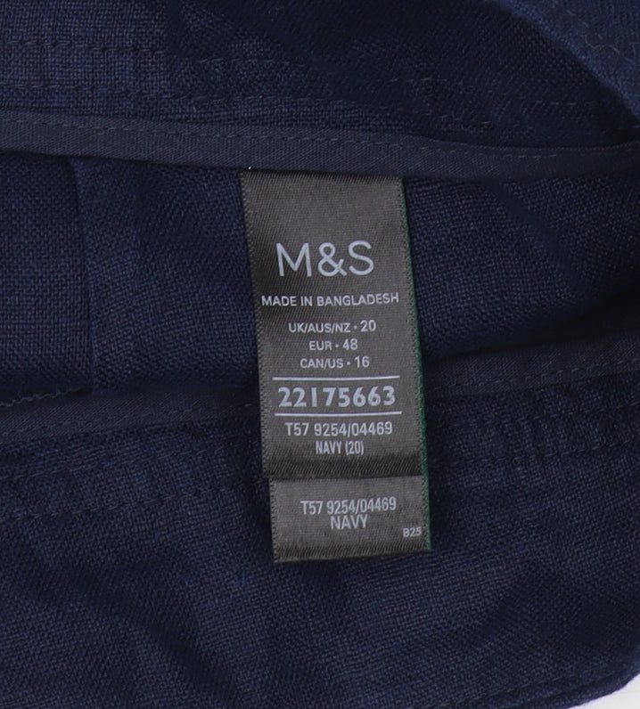 Marks and Spencer Women's Blue Linen Chino Shorts Size 20