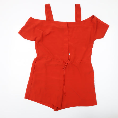Monki Women's Red Off Shoulder Jumpsuit Size S