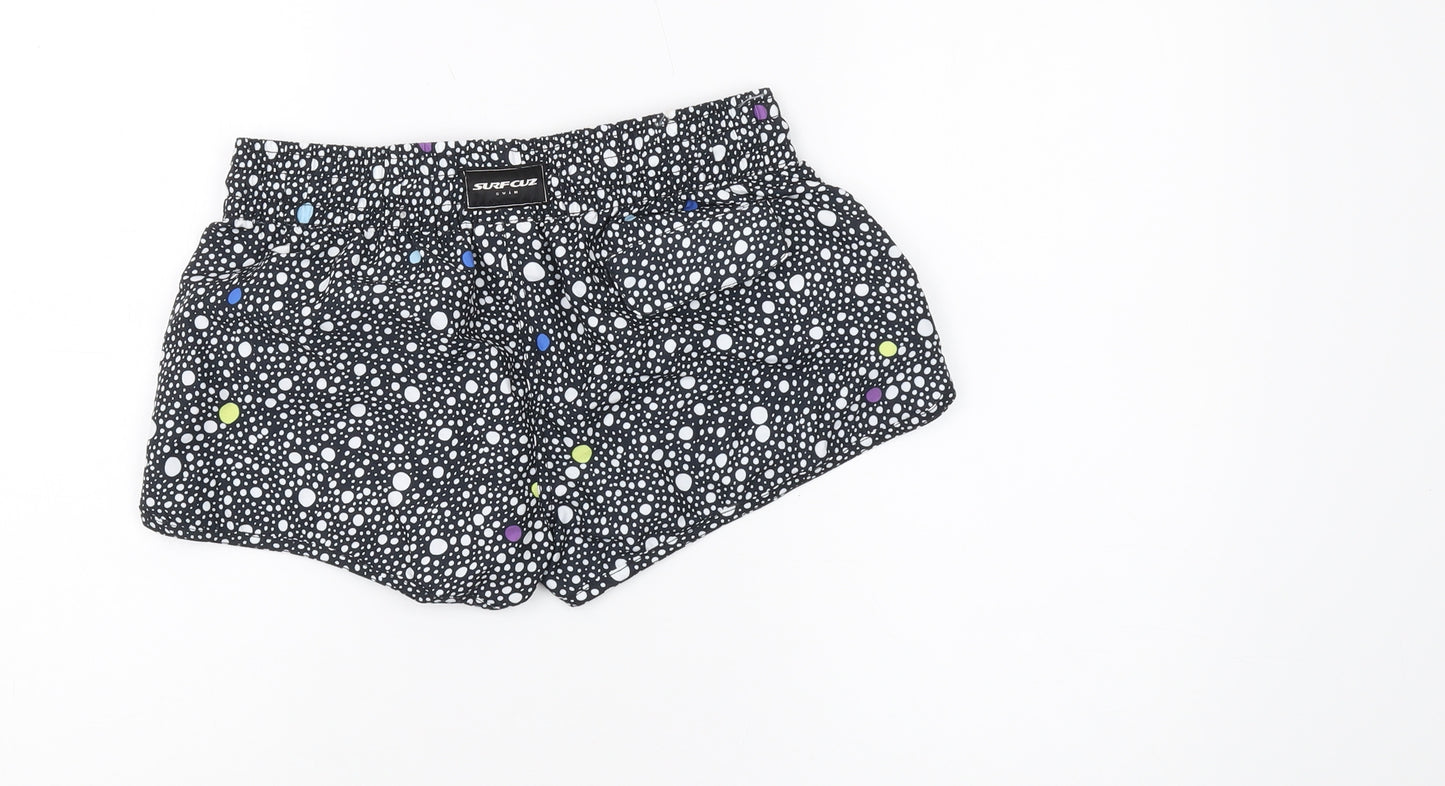 Surf-Cuz Women's Black Polka Dot Sweat Shorts XS