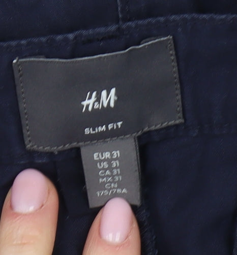 H&M Men’s Blue Chino Shorts, Slim Fit, Size 31