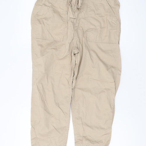 H&M Women Beige Paperbag Trousers Size 14