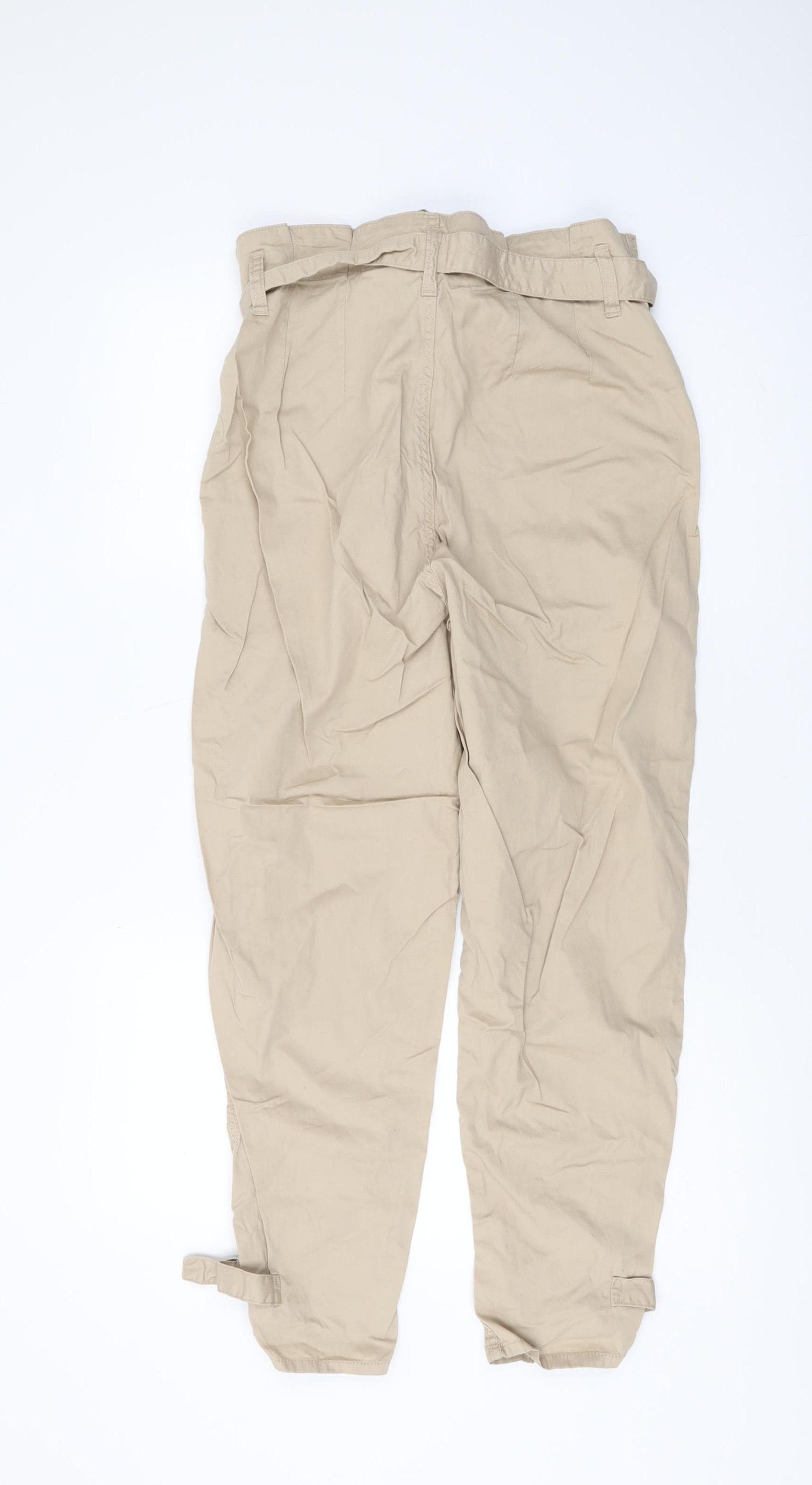 H&M Women Beige Paperbag Trousers Size 14