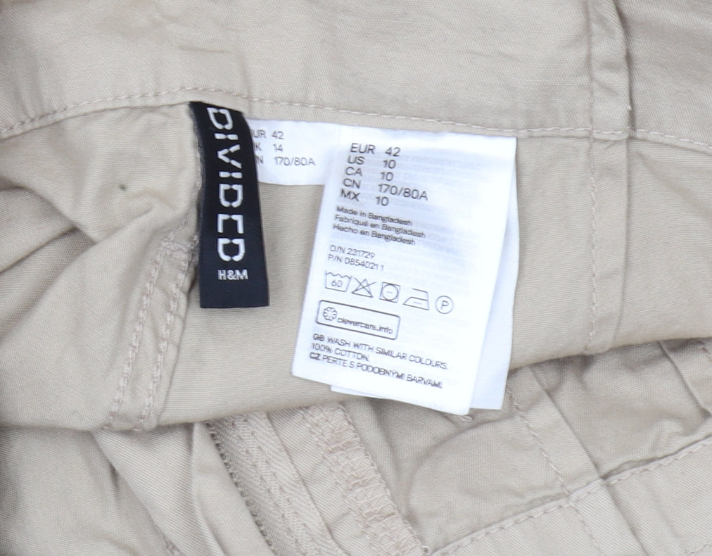 H&M Women Beige Paperbag Trousers Size 14
