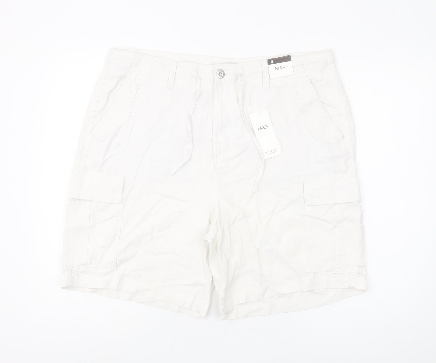 Marks and Spencer Women's White Cargo Shorts Size 18